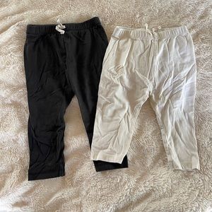 GUC. Gray Label  black and cream leggings. 6-9month.